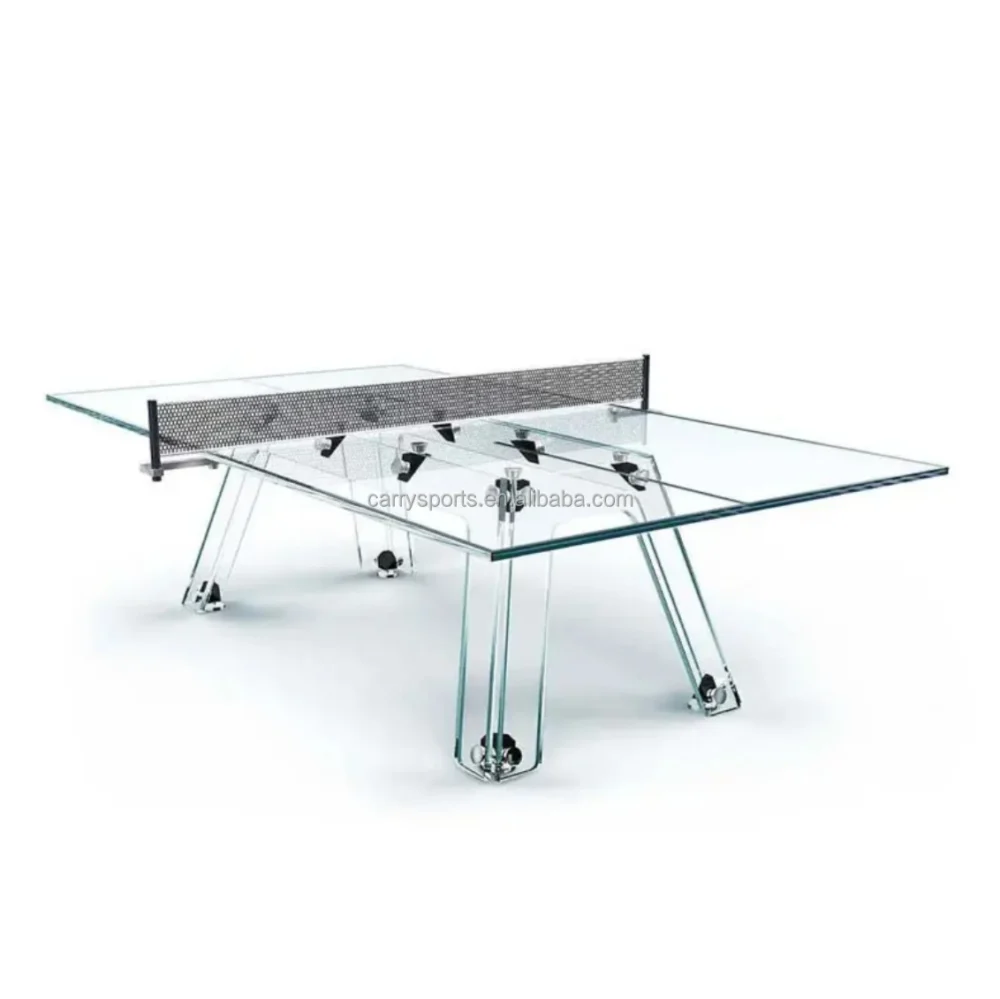 Europe and the United States Hot Sale High-End 2.74 Meters Full Tempered Glass Table Tennis Table for Home Use & Indoor Sports